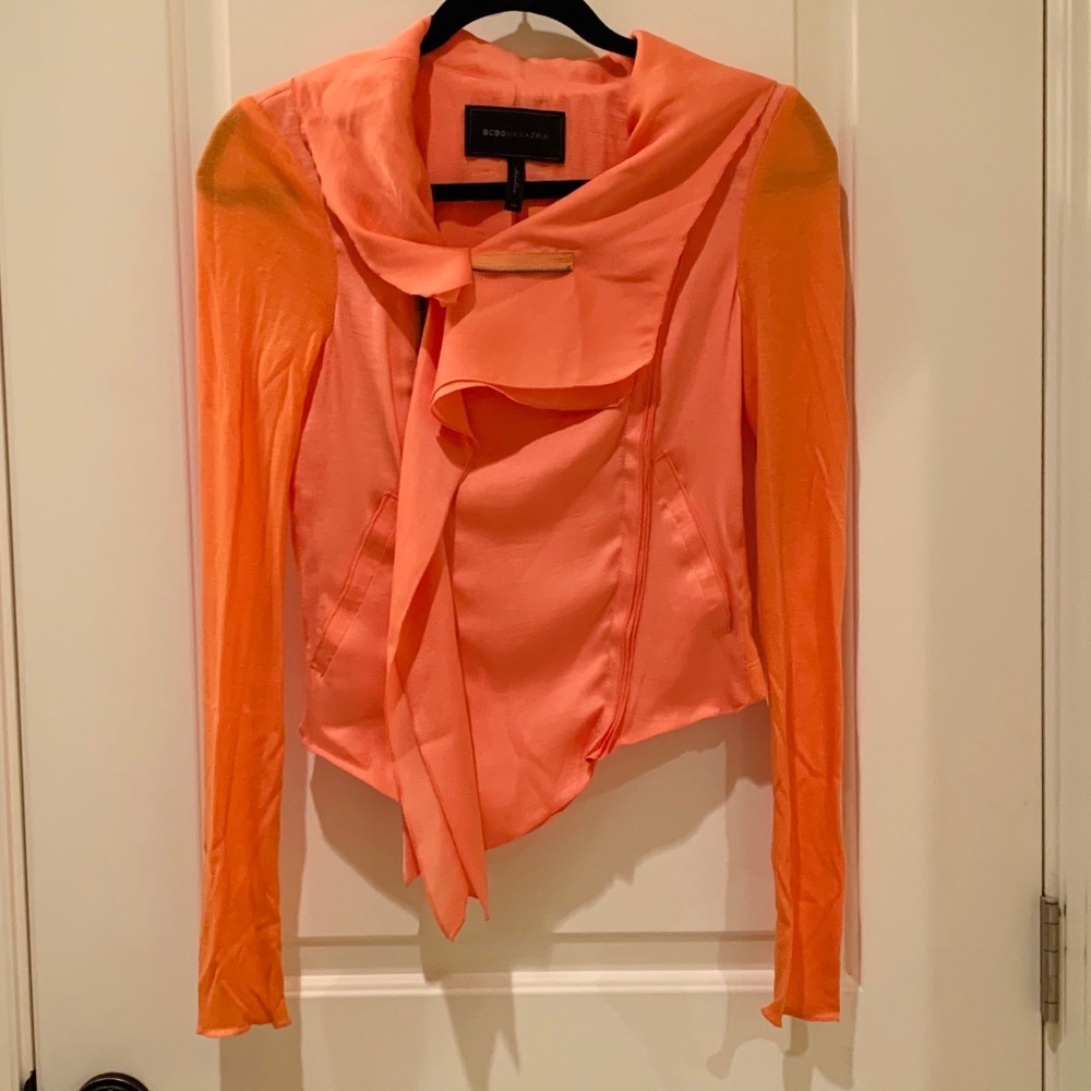 BCBGMAXAZRIA asymmetrical zip up top